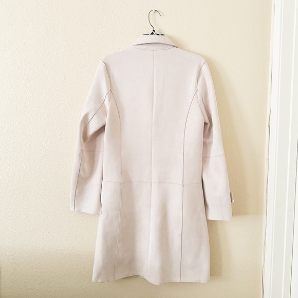 New! BLVD Longline Suede Coat - Light Beige / Cream - Size Medium - Picture 2 of 8